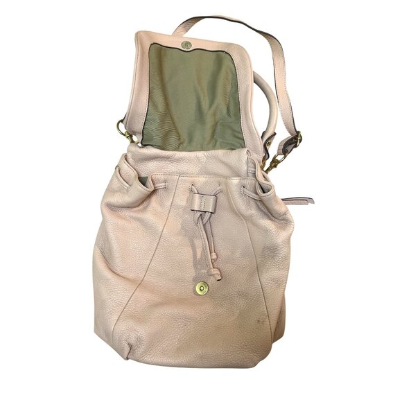 G.I.L.I. Roma Convertible Leather Backpack Purse Light Pink/Nude O/S Gold Accent